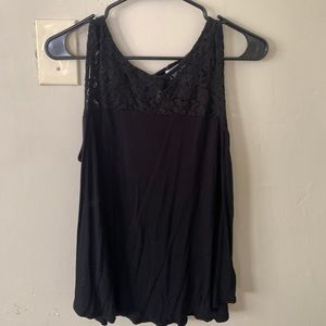 Lace and solid black tank top